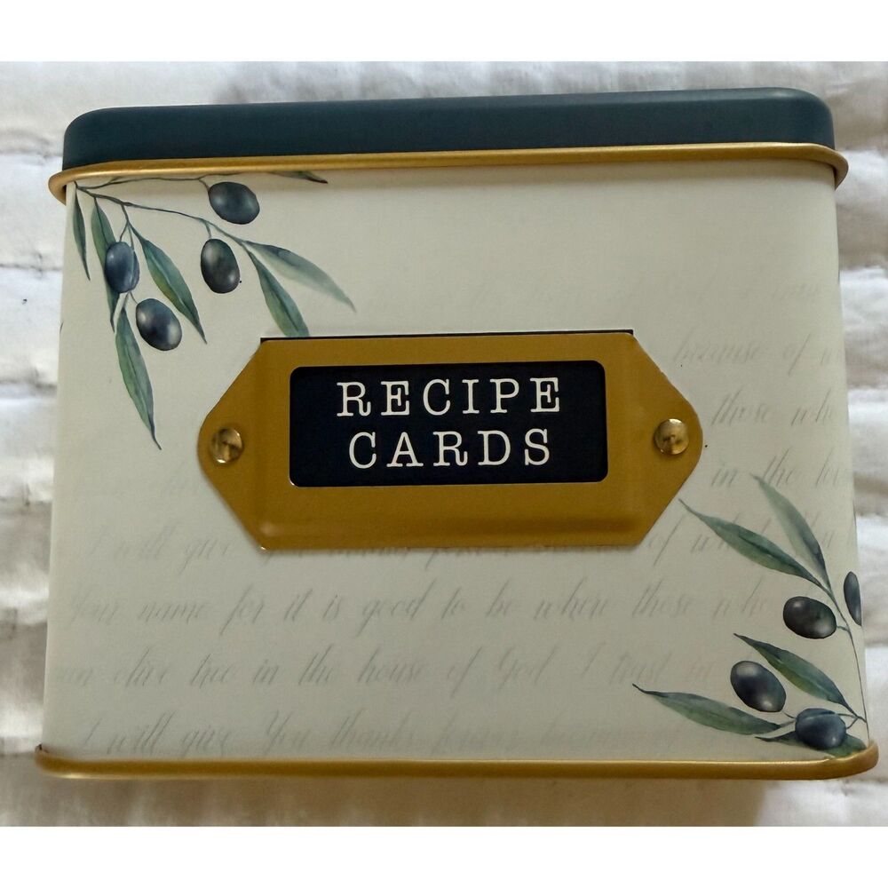 New! Thankful Grateful Blessed Tin with 50 Recipe Cards. Perfect Gift